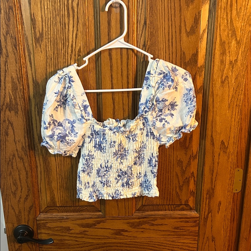 Floral Smocked Blouse with Puff Sleeves
